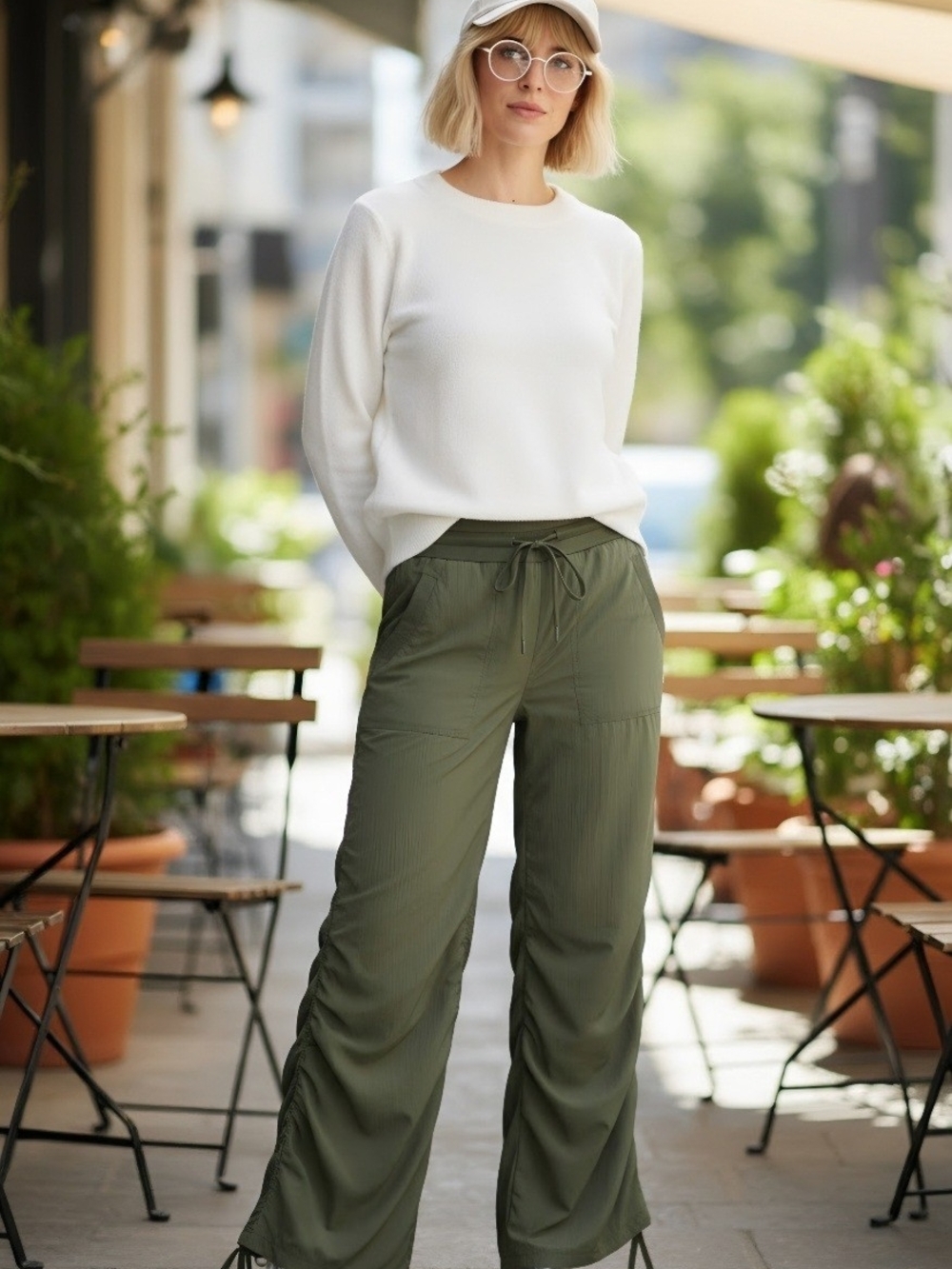 Lululemon Size 8 Women's Olive Wide-Leg Drawstring Pants